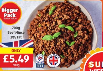 Aldi 700g Beef Mince 3% Fat offer