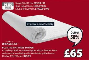 JYSK Plus t50 mattress topper offer