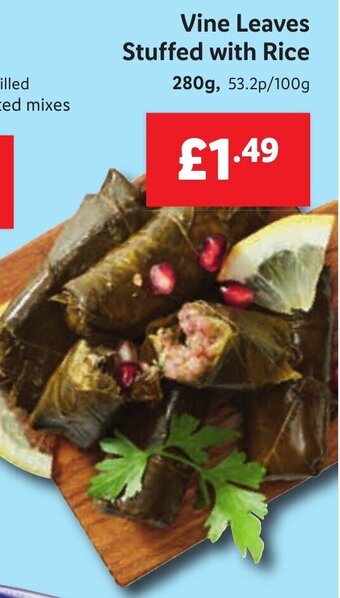 Lidl Vine Leaves Stuffed with Rice 280g offer