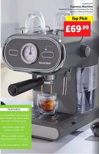 Lidl Silvercrest Espresso Machine offer