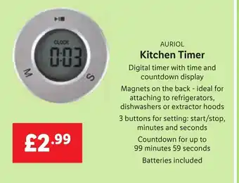 Lidl Auriol Kitchen Timer offer