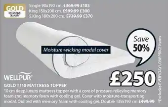 JYSK Gold t110 mattress topper offer