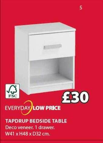 JYSK Tapdrup bedside table offer