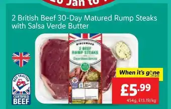 Lidl British beef 30-day matured rump steaks with salsa verde butter offer