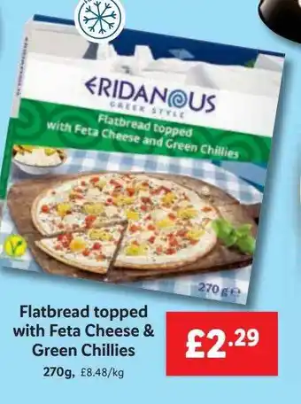 Lidl Flatbread topped with feta cheese & green chillies offer