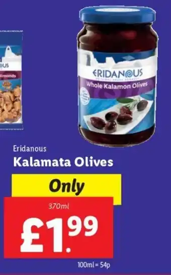 Lidl Eridanous Kalamata Olives 370 ml offer