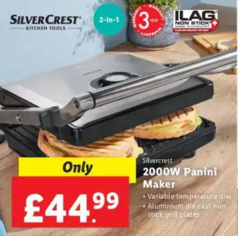Lidl Silver Crest 2000W Panini Maker offer