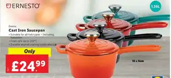 Lidl Ernesto Cast Iron Saucepan offer
