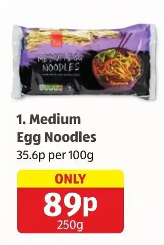 Aldi 1. Medium Egg Noodles 250g offer