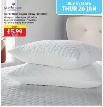 Aldi Slumberdown Pair of Mega Bounce Pillow Protectors 2 Pack offer