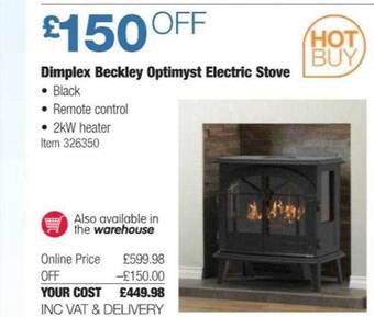 Costco Dimplex beckley optimyst electric stove offer