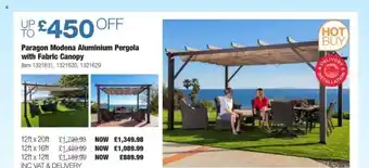 Costco Paragon modena aluminium pergola with fabric canopy offer