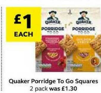 SuperValu Quaker Porridge To Go Squares offer