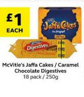 SuperValu Mcvitie's Jaffa Cakes Caramel Chocolate Digestives offer