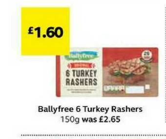 SuperValu Ballyfree 6 Turkey Rashers offer