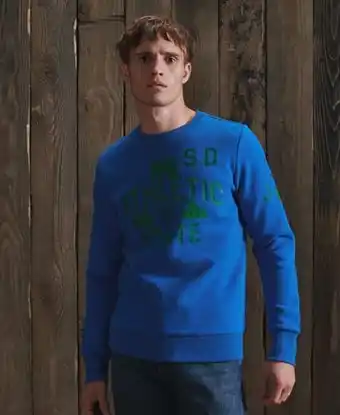 Superdry Superdry men's track & field classic crew sweatshirt blue / eagle blue offer