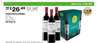 Costco Trivento reserve malbec offer