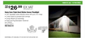 Costco Home zone triple head motion sensor floodlight offer