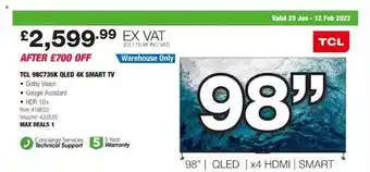 Costco Tcl 98c735k qled 4k smart tv offer