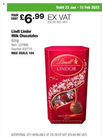Costco Lindt lindor milk chocolates offer