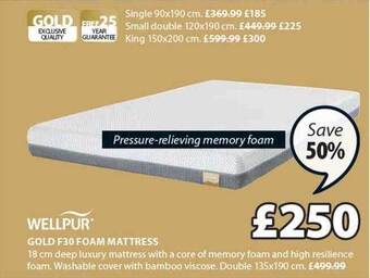 JYSK Wellpur gold f30 foam mattress offer