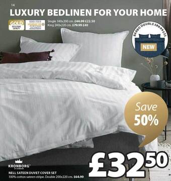 JYSK Kronborg nell sateen duvet cover set offer