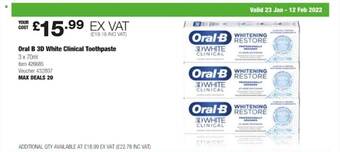 Costco Oral b 3d white clinical toothpaste offer