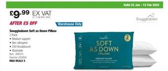 Costco Snuggledown soft as down pillow offer