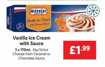 Lidl Vanilla ice cream with sauce offer
