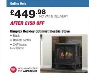 Costco Dimplex beckley optimyst electric stove offer