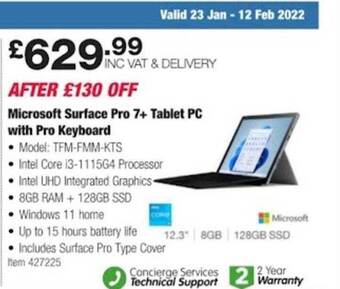 Microsoft surface pro 7+ tablet pc with pro keyboard