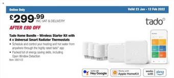 Costco Tado home bundle - wireless starter kit with 4 x universal smart radiator thermostats offer