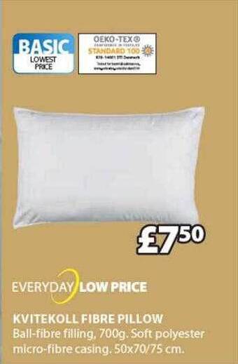 JYSK Kvitekoll fibre pillow offer
