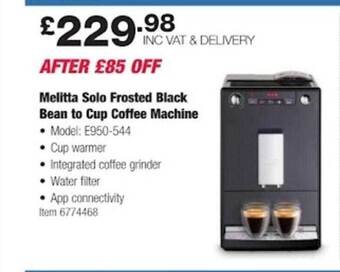 Costco Melitta solo frosted black bean to cup coffee machine offer