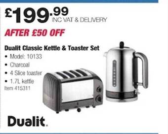 Costco Dualit classic kettle & toaster set offer