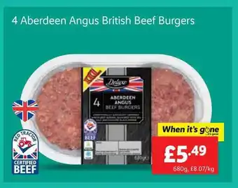 Lidl 4 aberdeen angus british beef burgers offer