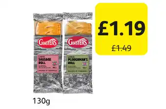 Londis Ginsters large sausage roll, ploughman's roll offer