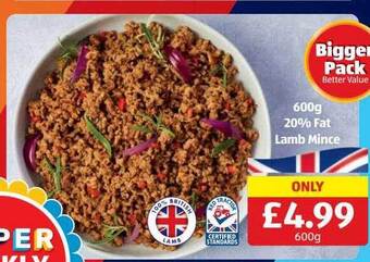 Aldi 20% fat lamb mince offer