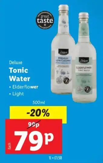 Lidl Deluxe Tonic Water 500 ml offer