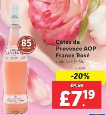 Lidl Cotes de Provence AOP France Rose 750ml offer