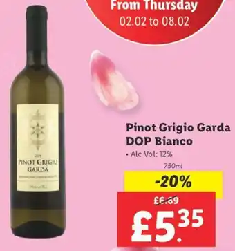 Lidl Pinot Grigio Garda DOP Bianco 750ml offer