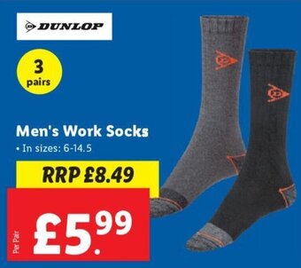 Lidl Dunlop Men's Work Socks offer