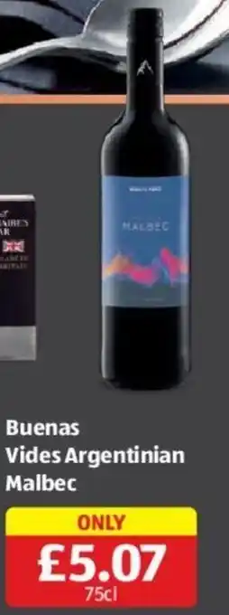 Aldi Buenas Vides Argentinian Malbec 75cl offer