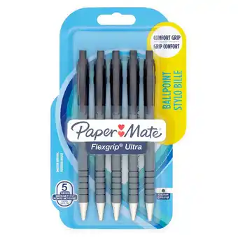 Tesco Paper mate flexgrip ultra ballpoint pens, black, 5 count offer