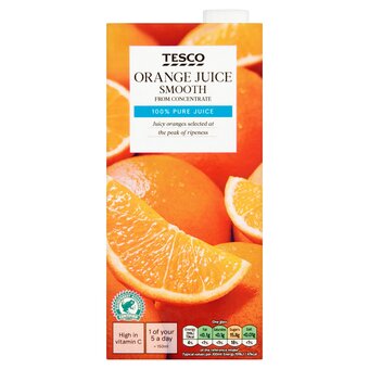 Tesco Tesco pure orange juice smooth 1 litre offer