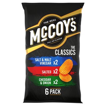 Tesco Mccoy's classic variety crisps 6x25g offer