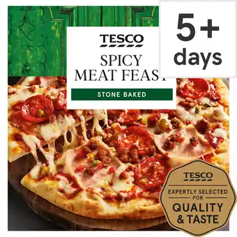 Tesco Tesco stonebaked spicy meat feast pizza 305g offer