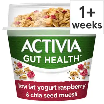 Tesco Activia low fat yogurt raspberry & chia muesli 165g offer