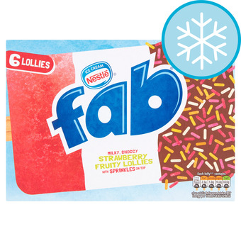 Tesco Nestle fab strawberry ice lollies 6 x 58ml offer