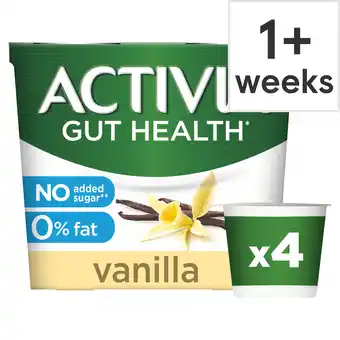 Tesco Activia no added sugar vanilla yogurt 4x115g offer